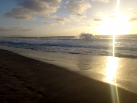 Sunset at beach on Boa Vistaの写真素材