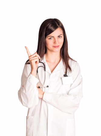 Young dietetician prohibiting eating unhealthy food   drugsの写真素材