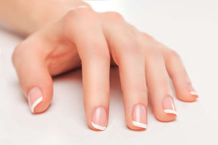 Beauty salon nails french manicureの写真素材