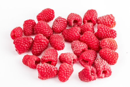 Freshly picked raspberries isolated