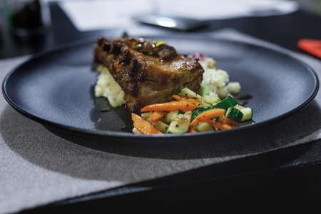 Baked pork ribs in souceの写真素材