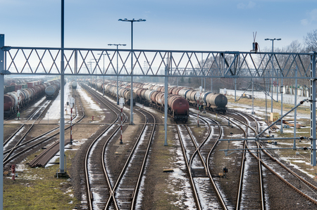 Freight trains on station のeditorial素材