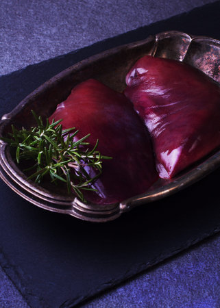 Raw beef liverの写真素材