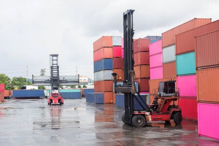 Container handlers Storage containers for import and exportの写真素材