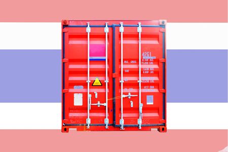 The concept of Thai import-export Container background Thailand flagの写真素材