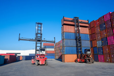 Container yard industry with forklift work for the import and export business.