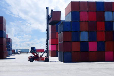 Mobile container handlers in the port