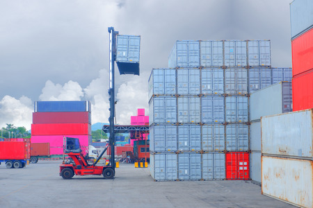 Container handlers Storage containers for import and exportのeditorial素材