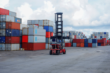Container handlers Storage containers for import and exportのeditorial素材