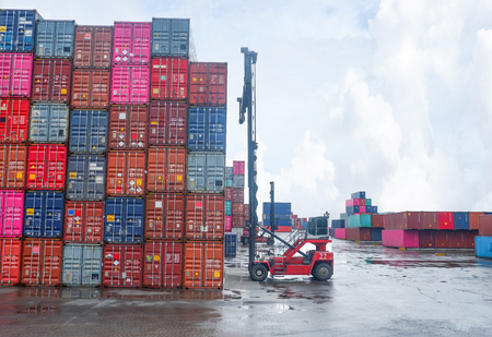Container handlers Storage containers for import and exportのeditorial素材