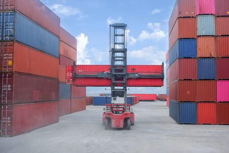 Container handlers work in cargo ports, cargo stationsの写真素材