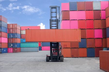 Container handlers work in cargo ports, cargo stationsの写真素材