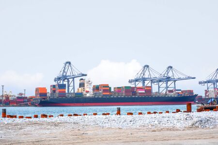 Port industry, sea transportation, import and export of domestic goodsの写真素材