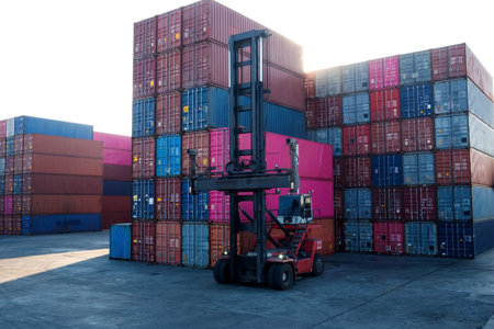Container loading and unloading equipment in the harbor Import and export concept