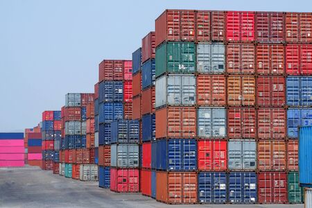 Container stack for packing goods For morning import and exportの写真素材