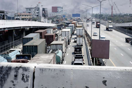 The density on the road is full of trucks.のeditorial素材