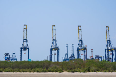 A large crane in the harbor