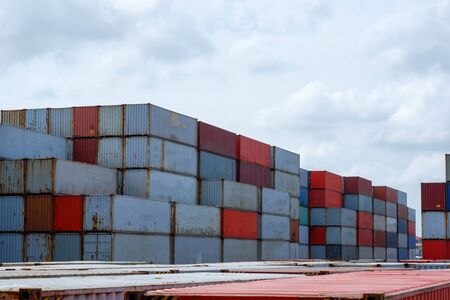 Container stack In exports and importsの写真素材