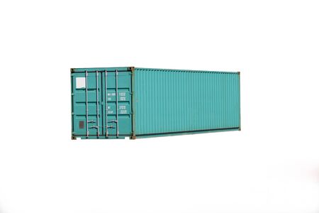 Blue container Cut white backgroundの写真素材