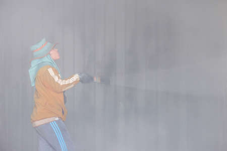 Clean the container With high pressure water Industrial workの写真素材