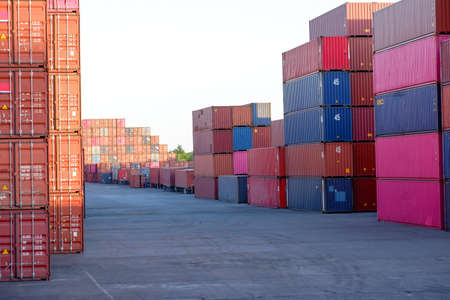container yard Deposit yard, freight workの写真素材