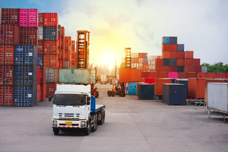 Container forklift in view of container yard industry