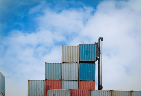 Container forklift in view of container yard industry