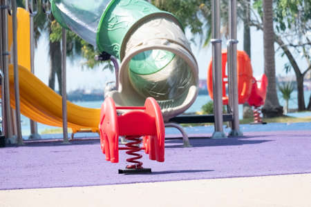 Children's playground, outdoor in the gardenの写真素材