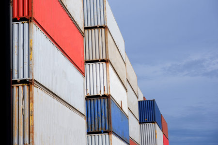 Containers in a large storage yard