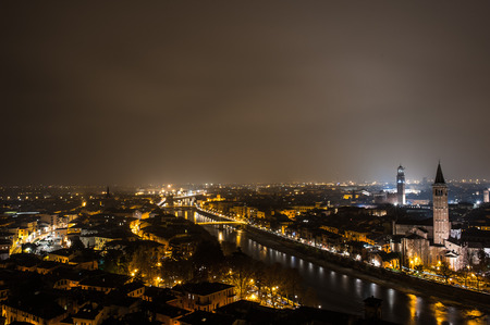 Verona. Image of Verona, Castle of St. Peter, Italy During eveningの写真素材