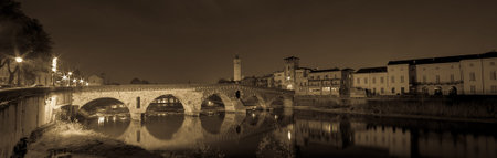 Stone Bridge Stome Bridge in Verona, Italyの写真素材