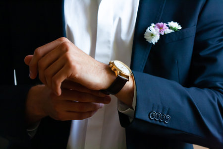 Man putting on watch