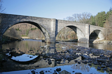 Bridge over the River Dee, near Banchory, Aberdeenの写真素材