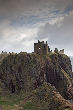 The ruins of Dunnottar Castle, Stonehaven, Scotlandの写真素材