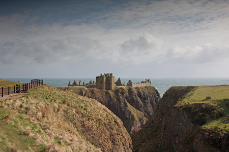 The ruins of Dunnottar Castle, Stonehaven, Scotlandの写真素材