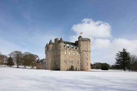 Castle Fraser in the snow, Aberdeenshire, Scotlandの写真素材