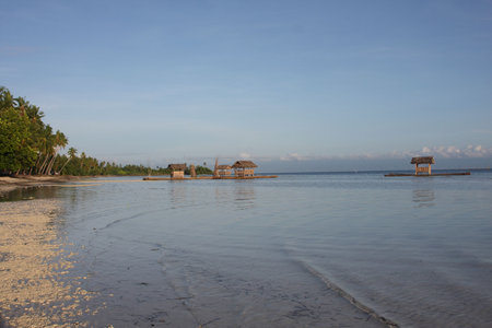 Bamboo floating house / restaurant  in Bohol, Philippinesの写真素材