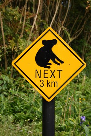 Koala bear hazard sign, Australiaの写真素材