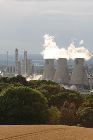 Cooling towers at Grangemouth Refineryのeditorial素材
