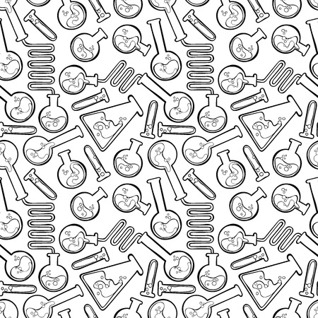Chemical test tubes. Seamless vector pattern (background).のイラスト素材