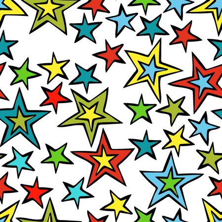 Multicolored stars. Seamless vector pattern (background).のイラスト素材