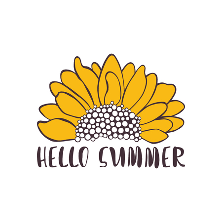 Hello summer. Sunflower. Isolated vector object on white background.のイラスト素材