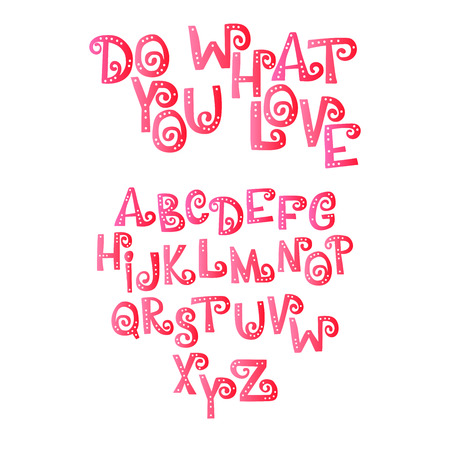 Do what you love. Font. Letters with holes. English alphabet. Isolated vector objects on white background.のイラスト素材