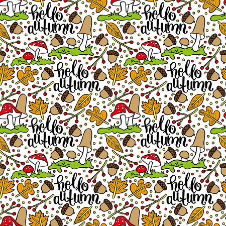 Autumn symbols pattern.のイラスト素材