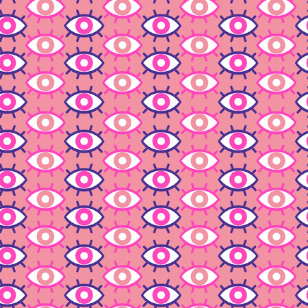 Abstract pattern. Eyes and eyelashes. Seamless vector print (background).のイラスト素材