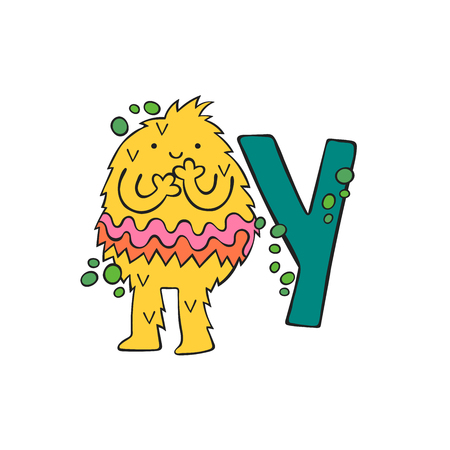 English letter Y. Yeti. Isolated vector object on white background.のイラスト素材