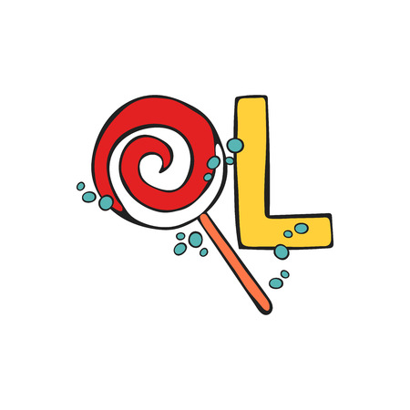 English letter L. Lollipop. Isolated vector object on white backgroundのイラスト素材