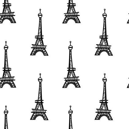 Eiffel Tower. Seamless vector pattern (background, print).のイラスト素材
