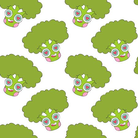 I love you, a piece of meat. Cute vegetable. Broccoli. Seamless vector background (pattern, print).のイラスト素材