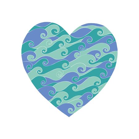 Waves. Heart Sea and ocean. Isolated wind objects on white background.のイラスト素材